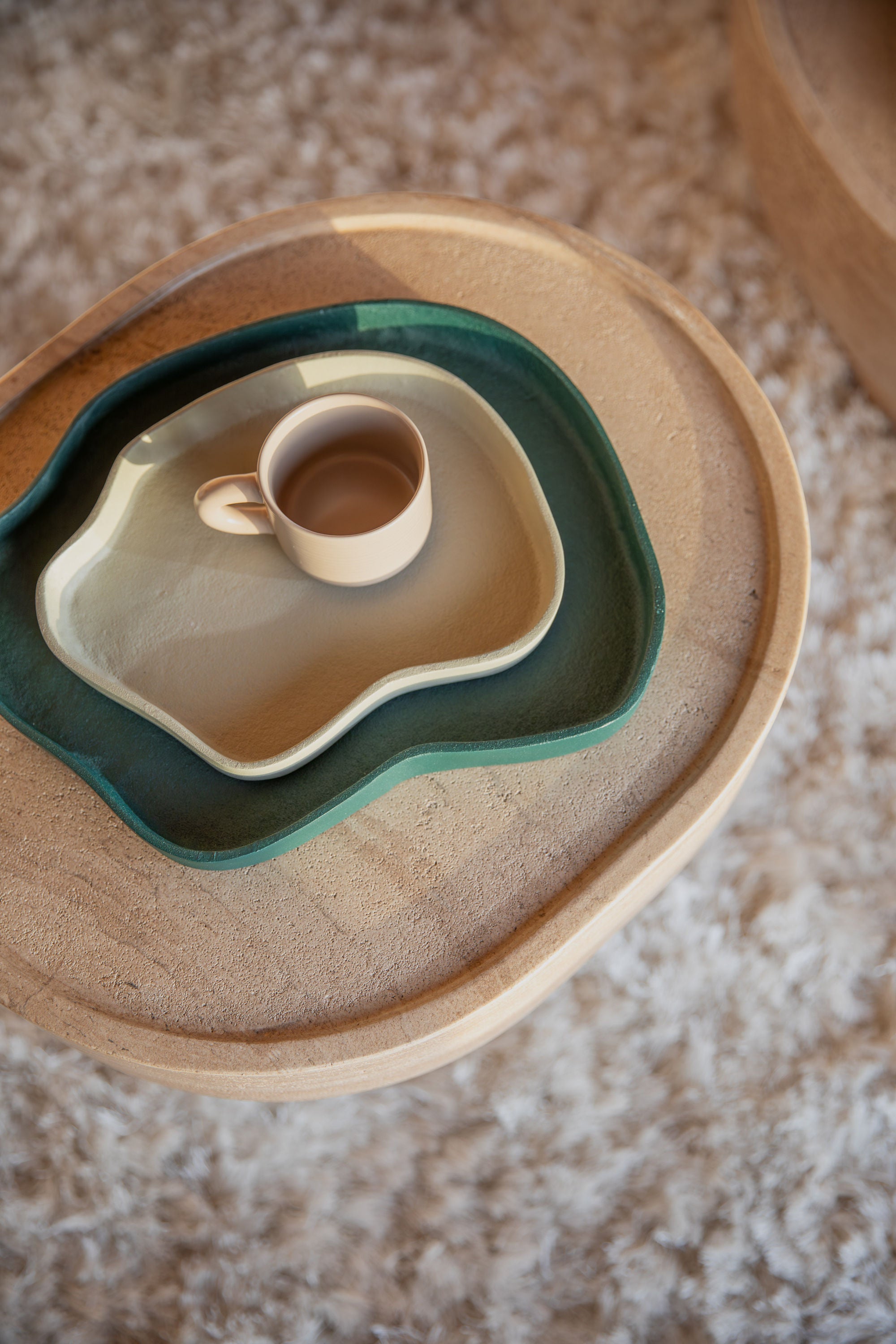 Zuiver Set Of 2 Revolt Green & Ivory Trays